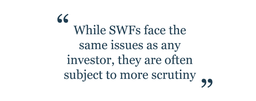 Quote from the article "While SWFs face the same issues as any investor, they are often subject to more scrutiny"