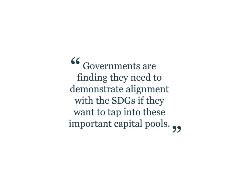 Article quote: "Governments are finding they need to demonstrate alignment with the SDGs if they want to tap into these important capital tools."
