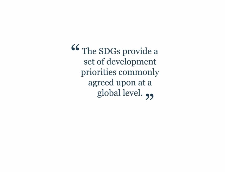 Article quote: "The SDGs provide a set of development piorities commonly agreed upon at a global level"